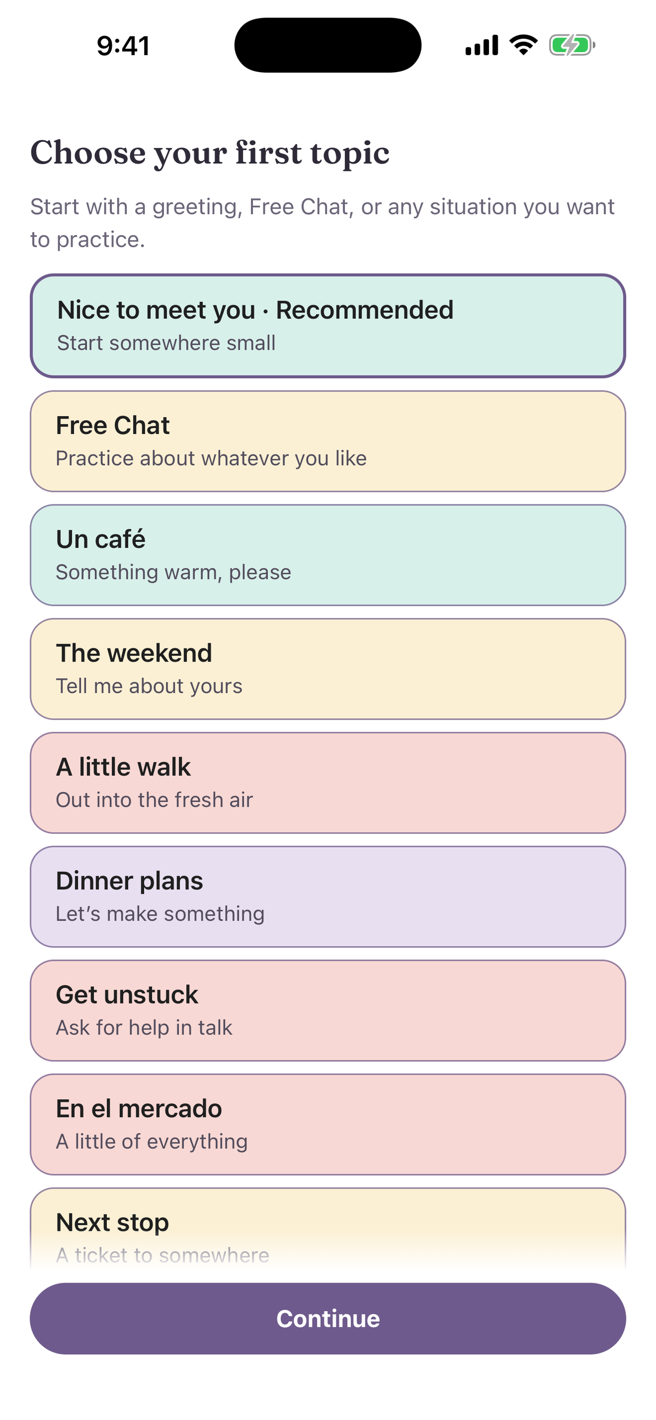 Choose your first topic