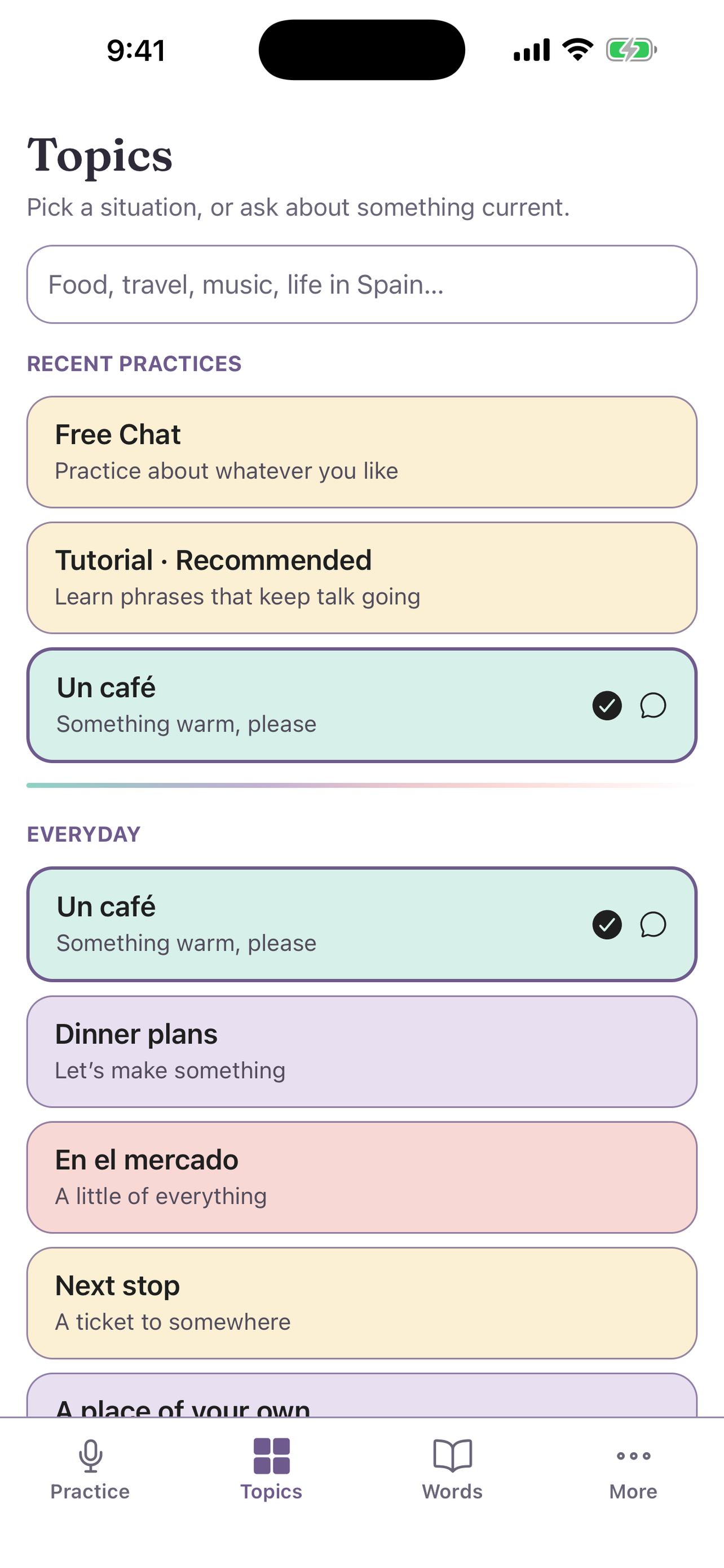 Topics tab